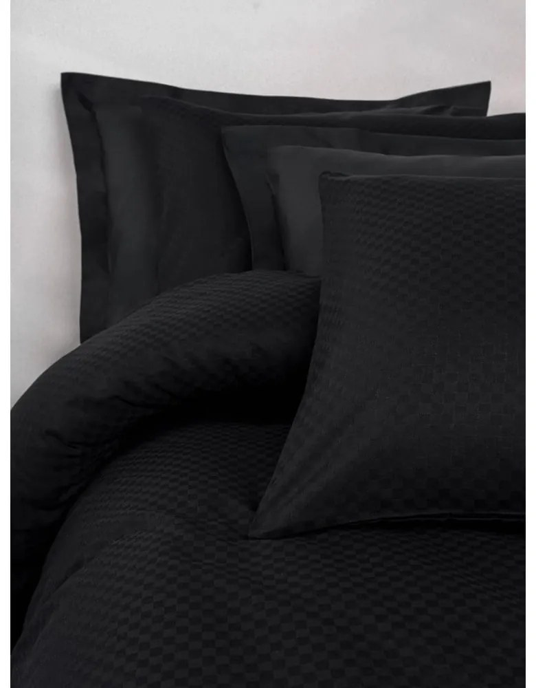 Set copripiumino e federa nero in cotone renforcé per letto matrimoniale ed esteso 240x220 cm Checkered – Mila Home Luxury
