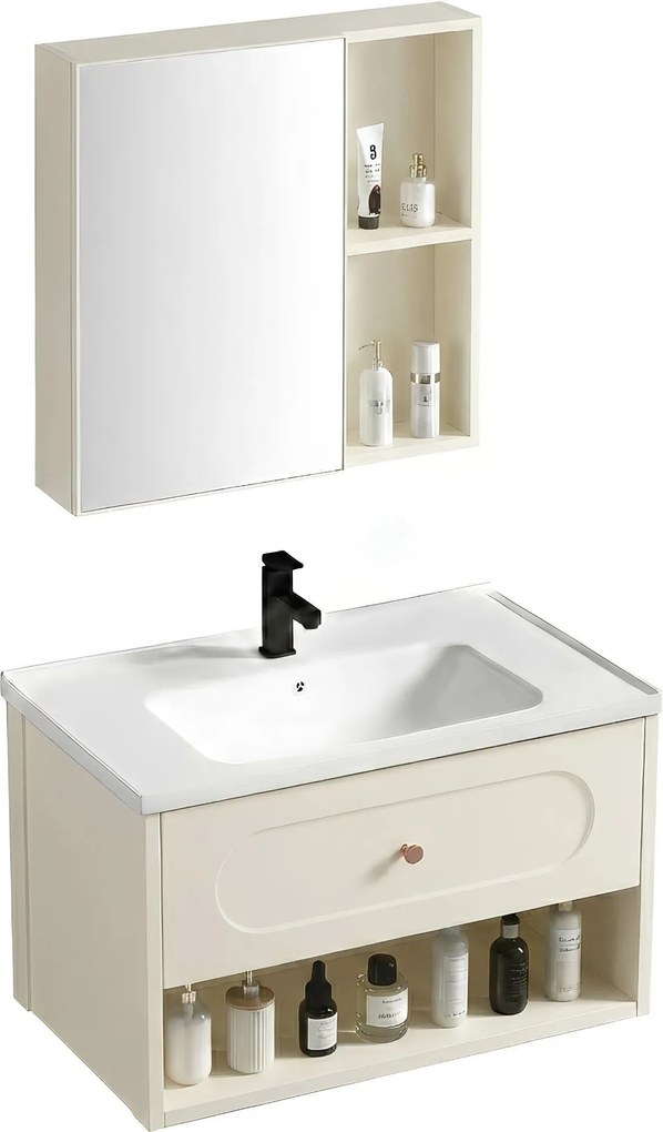 Set di mobili da bagno con lavabo River 60cm Creme
