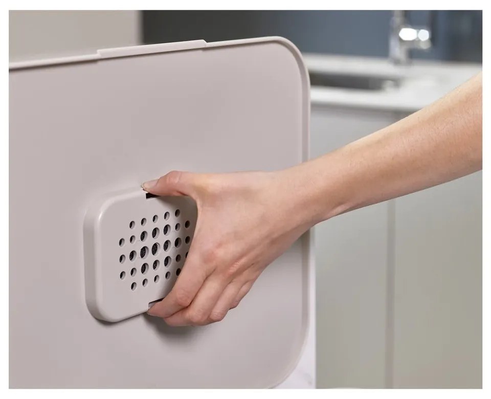 Bidone in acciaio beige per rifiuti differenziati 60 l Totem Max - Joseph Joseph