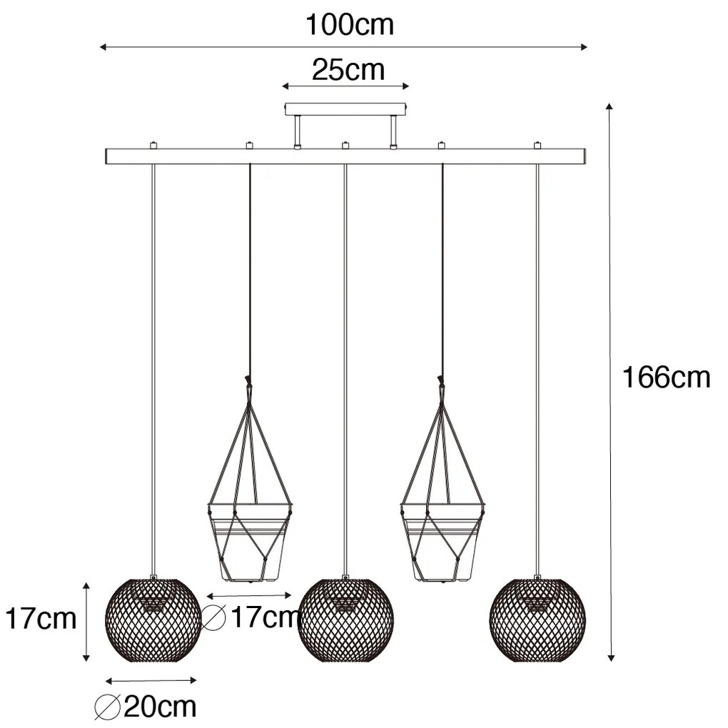 Lampada a sospensione industriale oro 3 luci - Flor