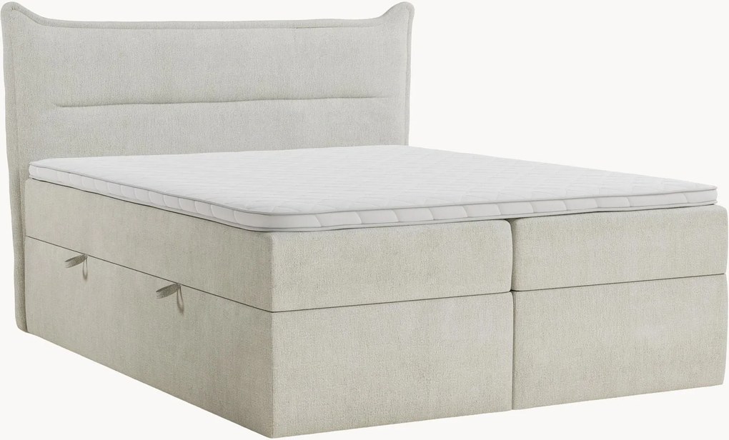 Letto boxspring in ciniglia fatto a mano con contenitore Rialta, H3
