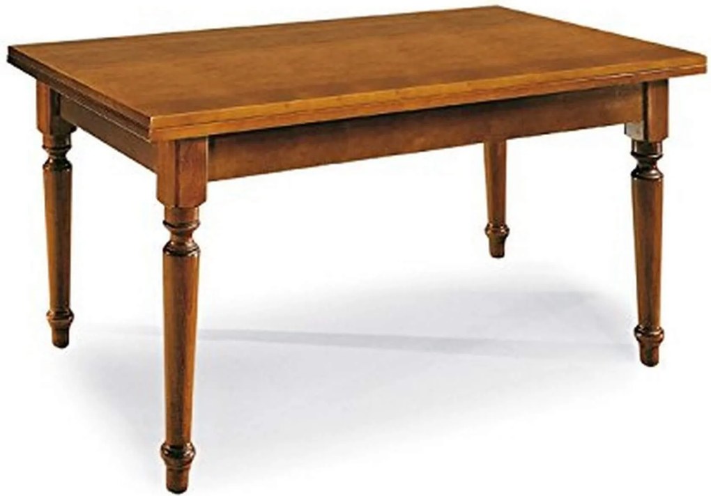 DYLAN - tavolo da pranzo allungabile in legno massello con gamba tornita cm 80 X 140/180/220