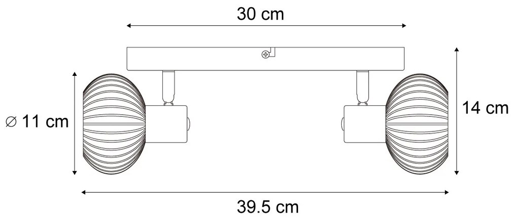 Faretto da soffitto rotondo oro con vetro ambra 2 luci - Teddy