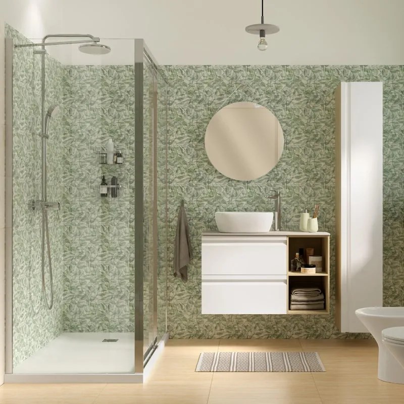 Colonna per mobile bagno Pull 1 anta P 30 x L 30 x H 180 cm rovere natura/bianco opaco laccato mdf