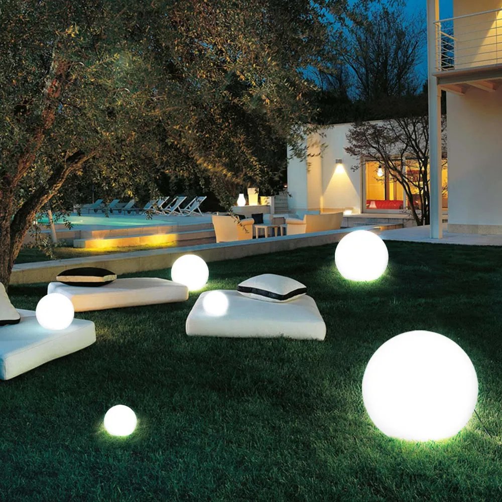 Lampada Sfera da Giardino 20cm Luce Illuminazione Esterno Attacco E27 Bianco...