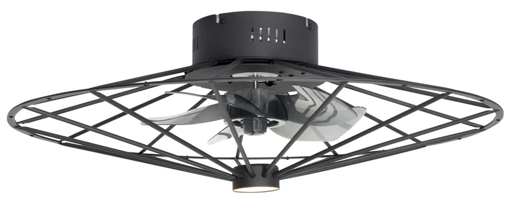 Ventilatore da soffitto nero 62cm con LED dimmerabile con telecomando - Yaran