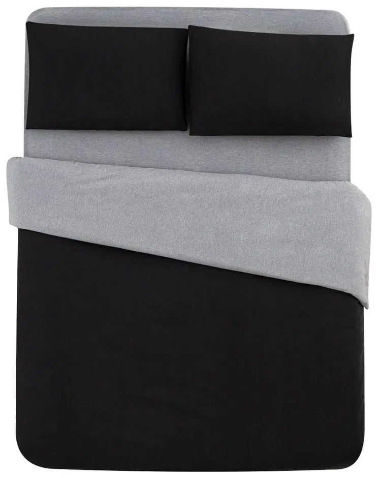 Biancheria da letto singola/estesa in cotone nero e grigio con lenzuolo 160x220 cm - Mila Home