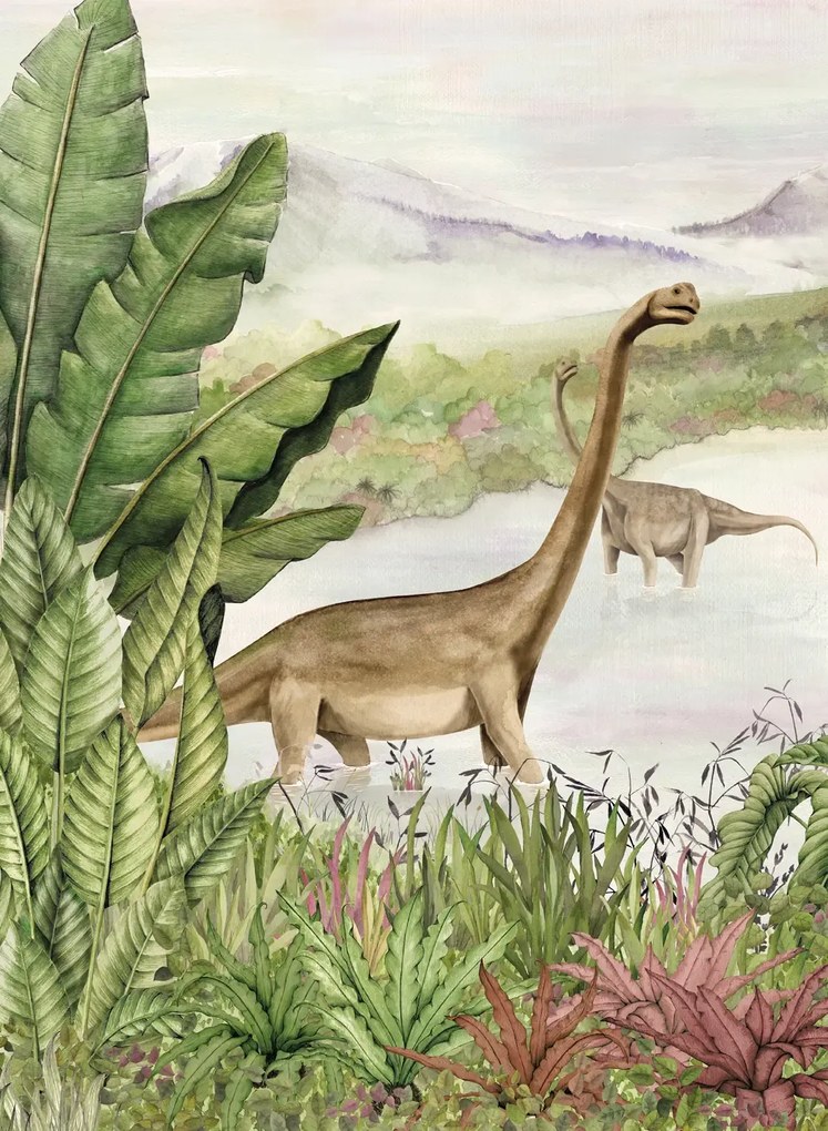 Coordonne Carta da parati panoramica Dinosaurs Park - Emerald
