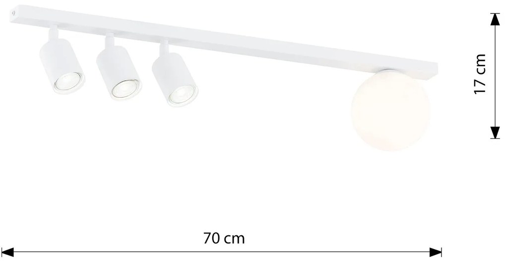 Plafoniera Minimal 4 Luci Baster In Acciaio Bianco E14+Gu10