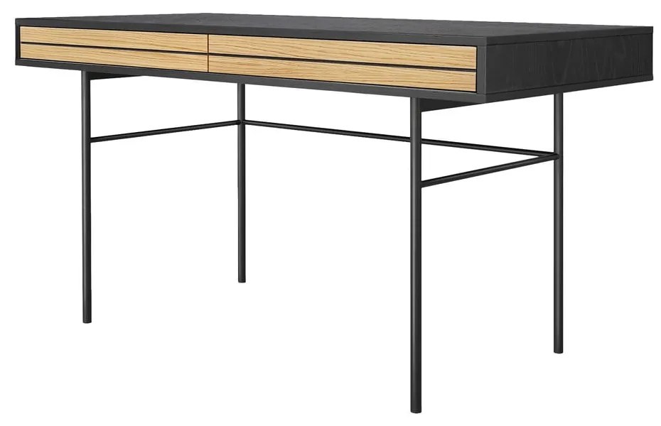 Scrivania nera a righe, 130 x 60 cm - Woodman