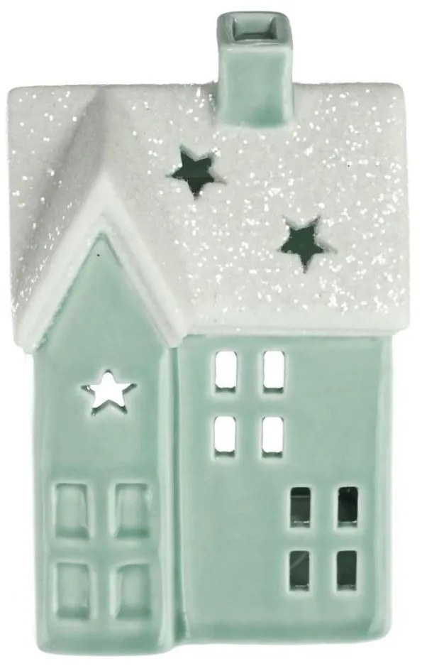 Retlux - Casetta per candele in porcellana 11,1 cm menta