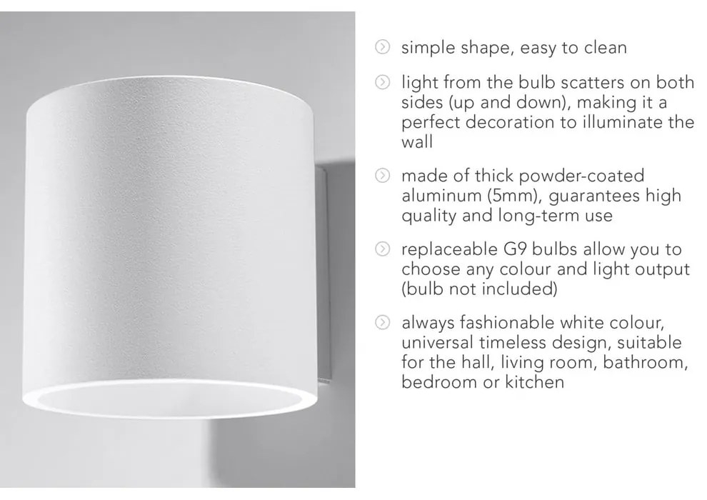 Lampada da parete bianca ø 10 cm Roda – Sollux