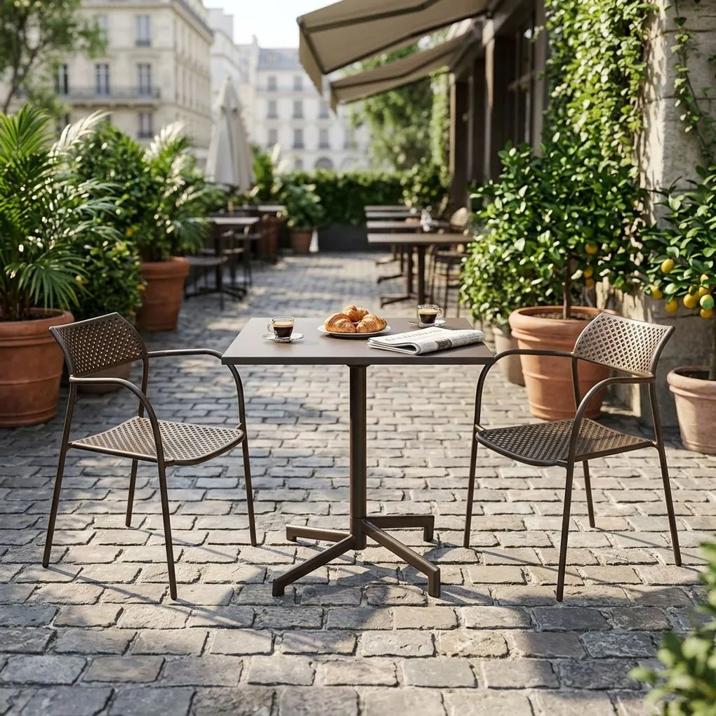 OPERA - set tavolo in metallo cm 70 x 70 x 73 h con 2 poltrone Aviim