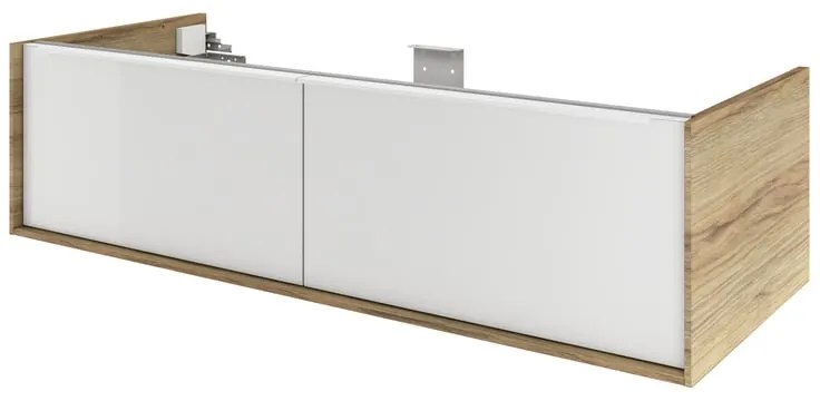 Mobile da bagno sospeso sotto lavabo L 120 x H 32 x P 48 cm laccato lucido, 2 cassetti SENSEA Neo