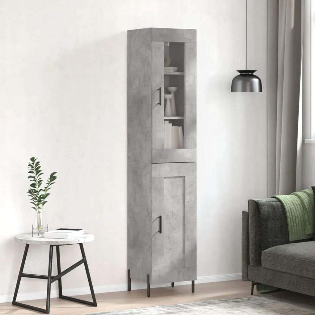 Credenza grigio cemento 34,5x34x180 cm in legno multistrato