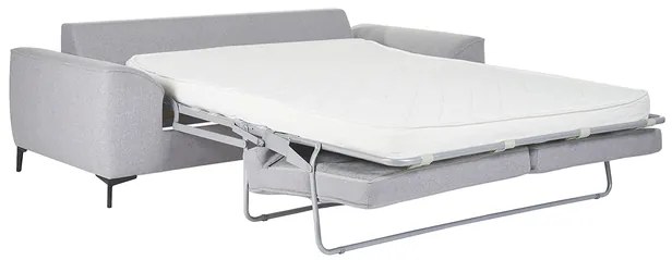 Divano letto design 3 posti in tessuto grigio e metallo nero GAEL