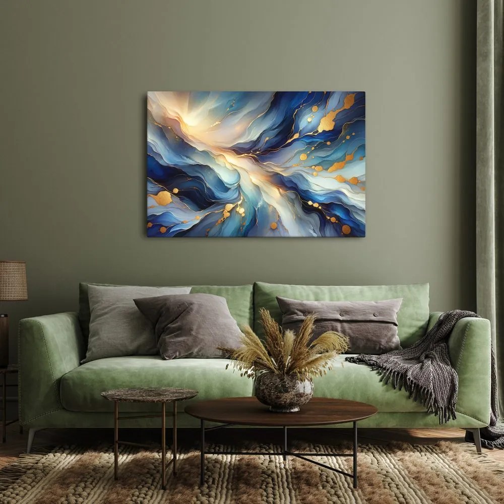 Quadro su tela – Flusso di luce blu e oro