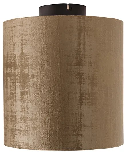Plafoniera con paralume in velluto nero opaco marrone 25 cm - Combi