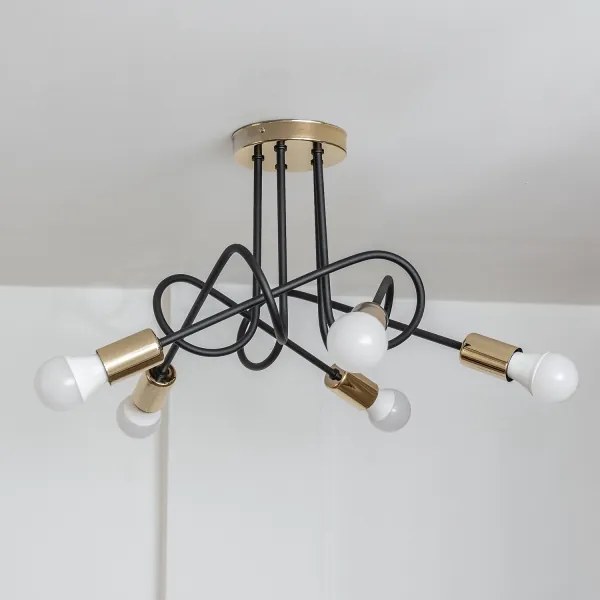 Lampadario a plafone OXFORD 5xE27/15W/230V oro/nero