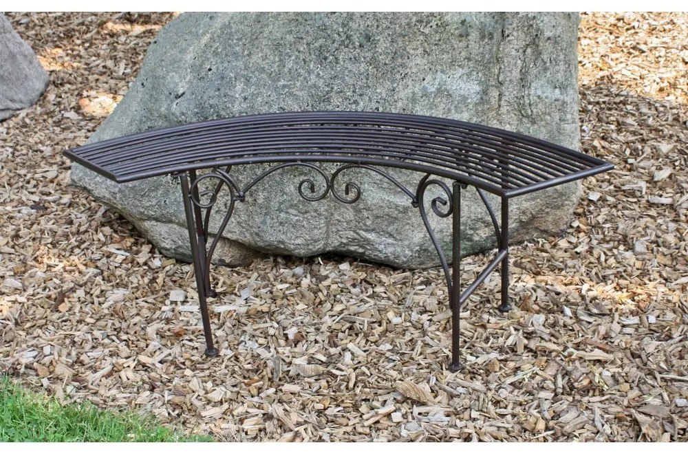 Panchina da giardino in metallo nero e marrone Fuego - Garden Pleasure