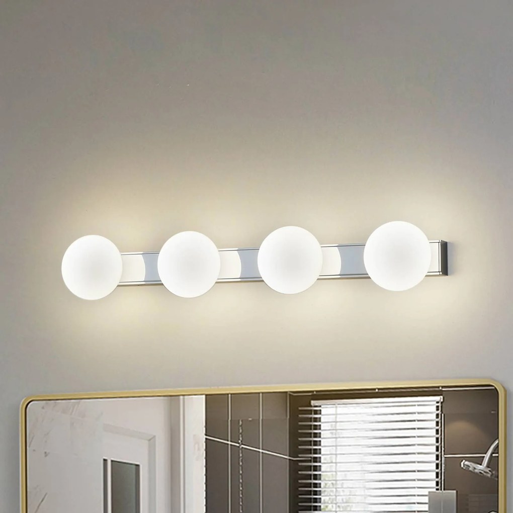 Lucande Applique LED per il bagno Myrra, cromo, vetro, 60 cm, IP44