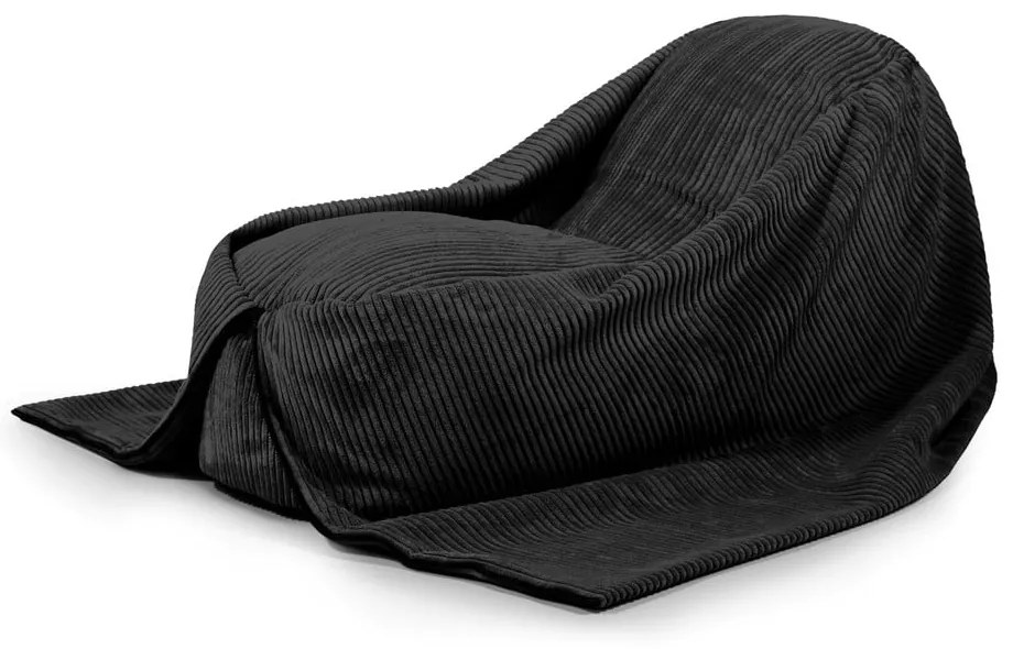 Pouf a sacco per bambini nero con rivestimento in velluto a coste Cocoon 120 – SLOWDOWN