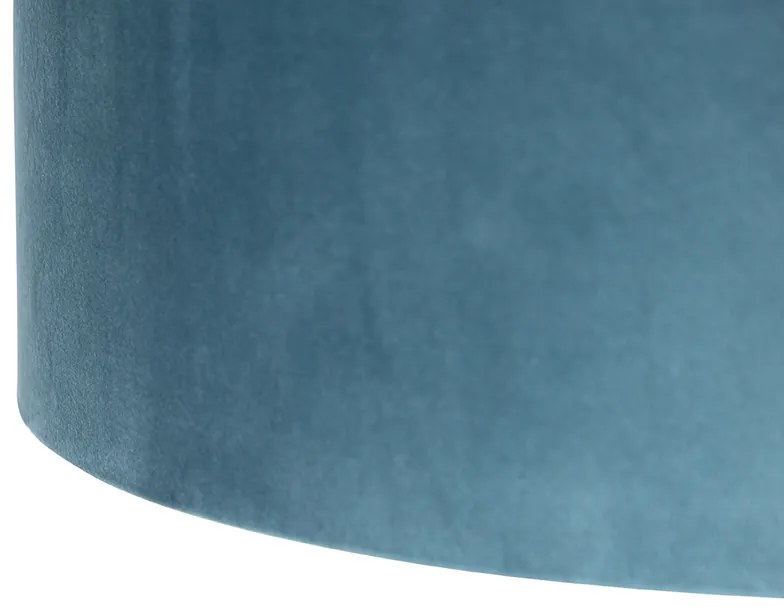 Lampada a sospensione nera con paralumi in velluto blu e oro 35 cm 2 luci - Blitz