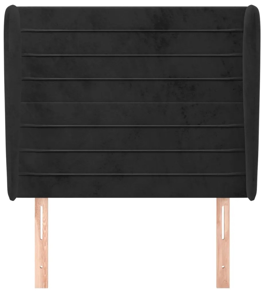 Testiera ad orecchio nera 93x23x118/128 cm in velluto