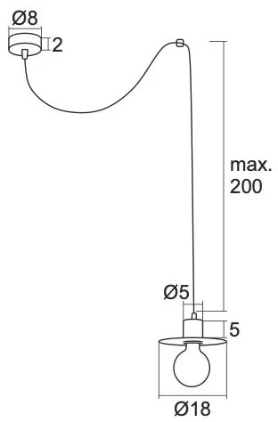Argon 3835 - Lampadario su corda CORSO 1xE27/15W/230V nero