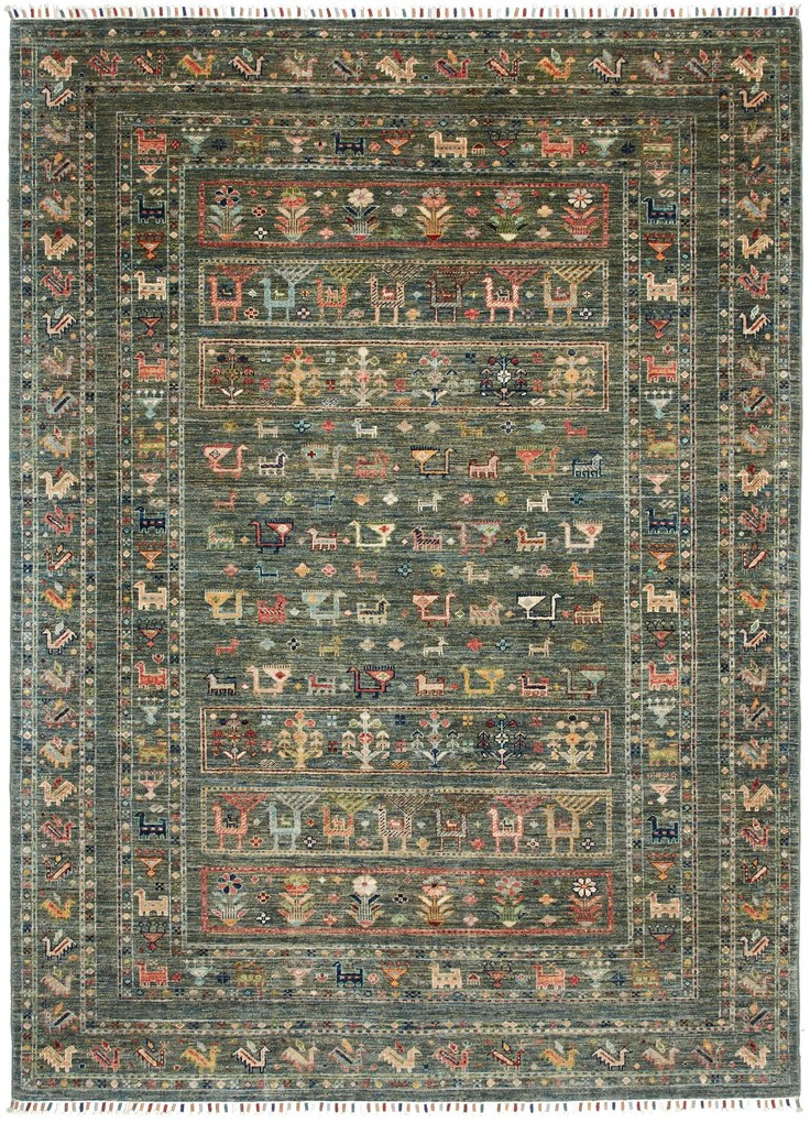 Samarkand Tappeto 230x170 Verde (Pakistan) Annodato A Mano