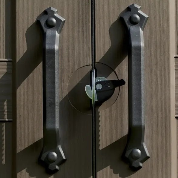 Casetta Da Giardino In Resina 256,5x182x243H Cm Factor 8x6 Beige Keter Con Mensole