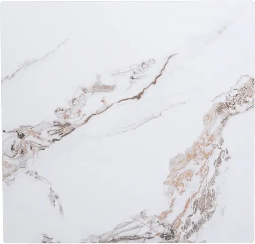 Tavolo ristorante bar top per esterno 80x80 cm effetto Marmo oro venato e base argento H 75