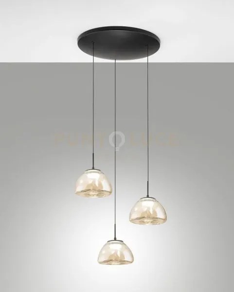 Lucille sospensione cognac 3 luci in vetro attacco tondo a led cct ...