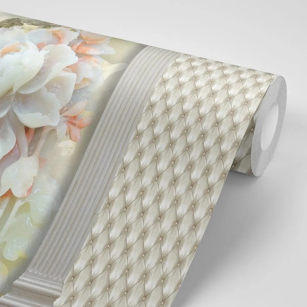 Carta da parati – Fiori di lusso tra colonne