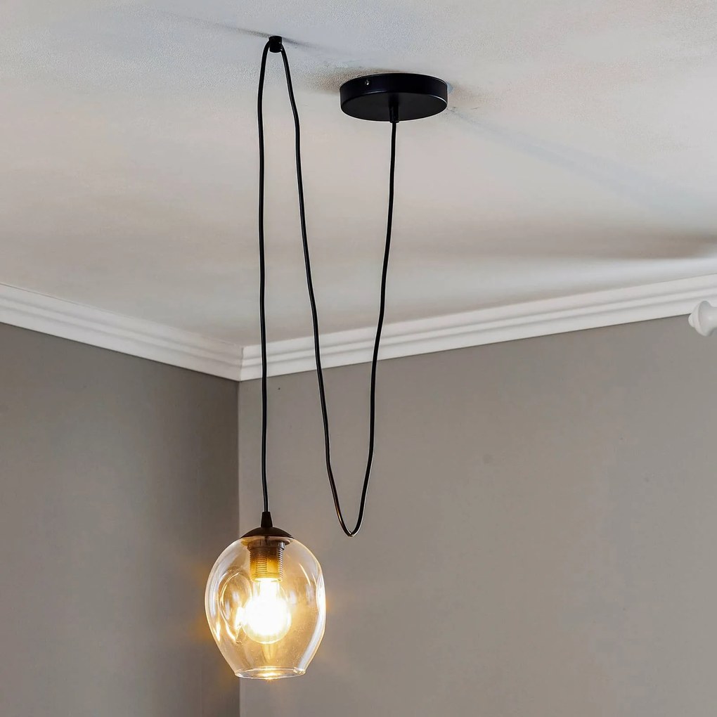 EMIBIG LIGHTING Lampada a sospensione Starla decentrata 1 luce, vetro trasparente