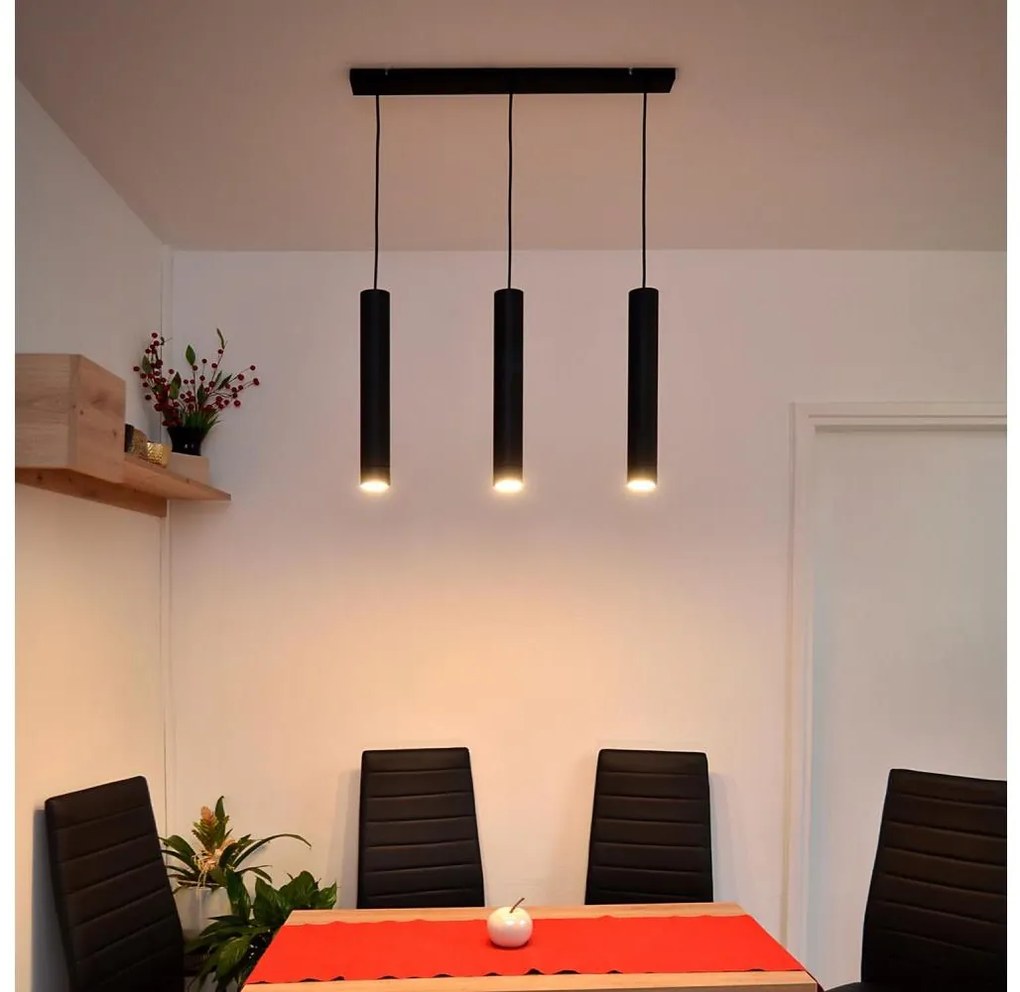 LED Lampadario a sospensione con filo TUBA 3xGU10/4,8W/230V nero