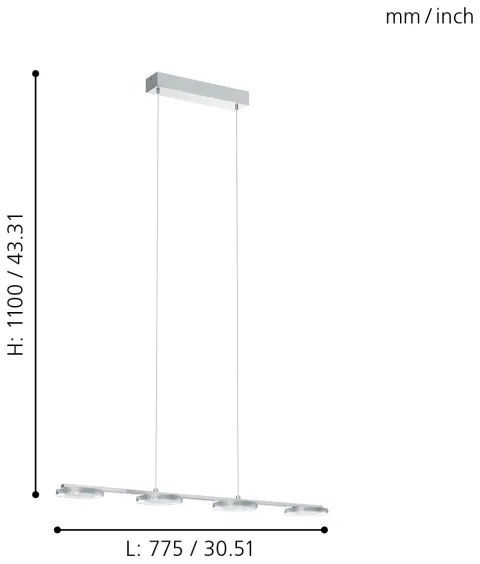 Eglo 94245 - Lampada LED a sospensione CARTAMA 4xLED/4,5W/230V