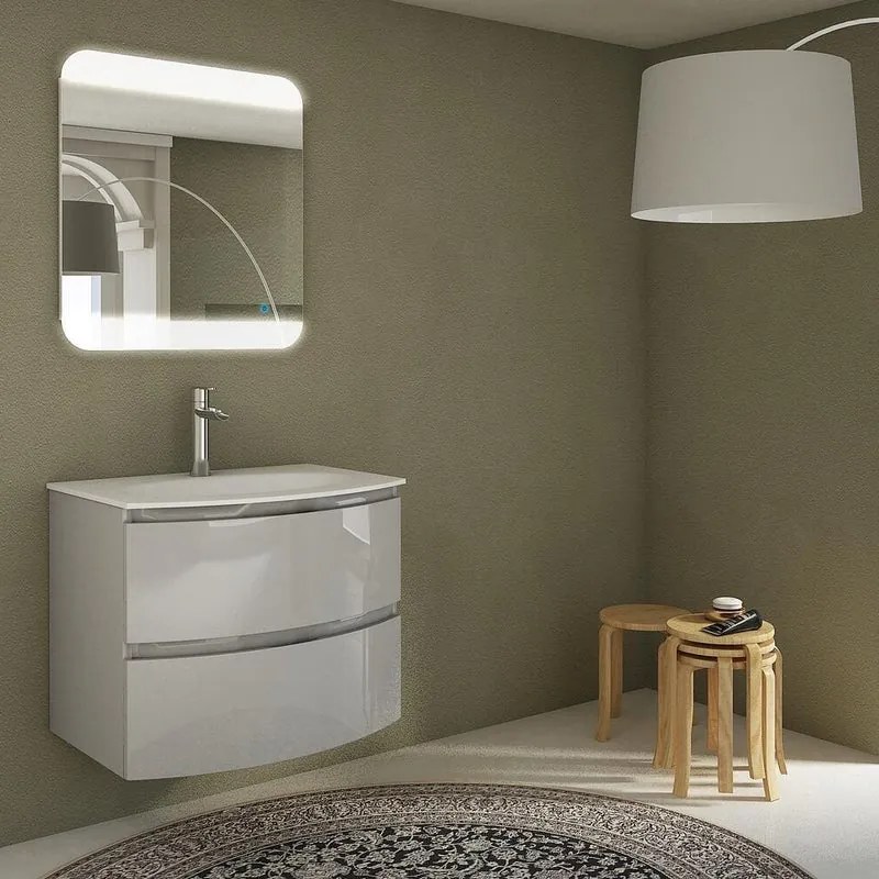 Mobile da bagno sospeso sotto lavabo L 69 x H 55 x P 48 cm grigio, 2 cassetti 2 ante BADEN HAUS Vague
