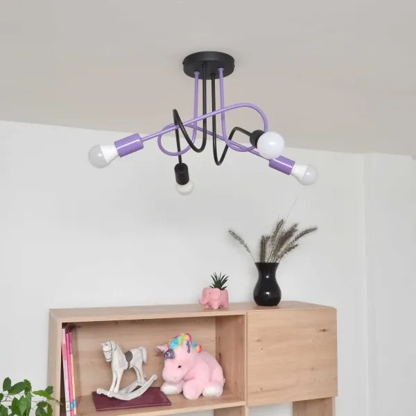 Lampadario a plafone OXFORD 4xE27/15W/230V nero/viola