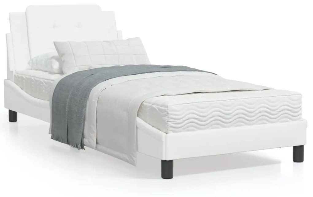 Giroletto con testiera bianco 90x190 cm in similpelle
