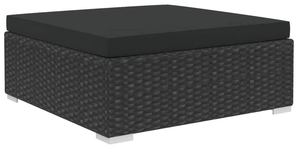 Set divani da giardino 8 pz con cuscini in polyrattan nero