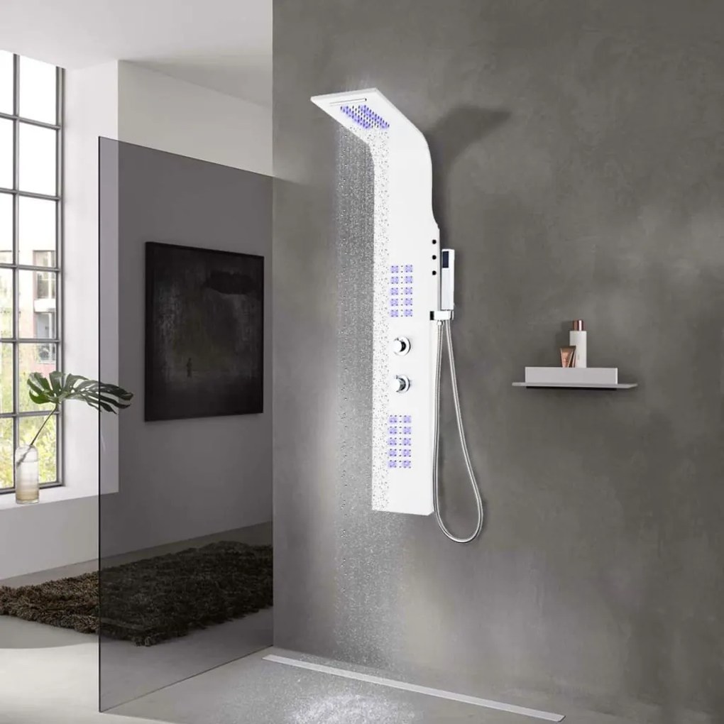 Pannello Doccia İn Alluminio 20x44x130 Cm Bianco /