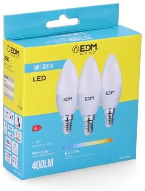 Confezione da 3 lampadine LED EDM G 5 W E14 400 lm Ø 3,6 x 10 cm (6400 K)