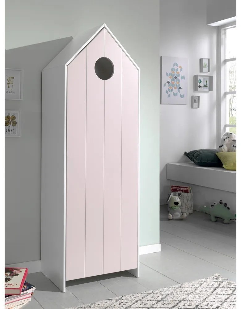 Armadio a giorno bianco e rosa chiaro per bambini 173x171,5 cm CASAMI - Vipack