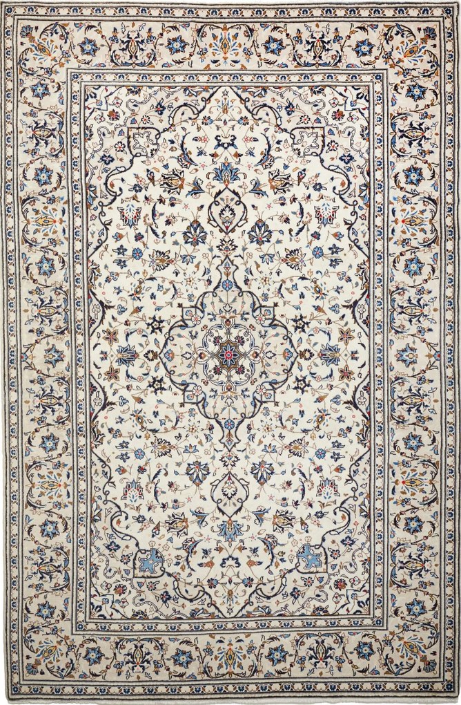 Kashan Tappeto 300x200 Beige (Iran) Annodato A Mano