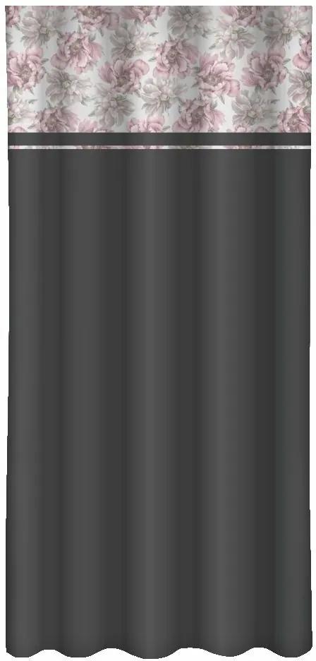 Tenda decorativa grigio scuro con stampa di peonie rosa Larghezza: 160 cm | Lunghezza: 250 cm
