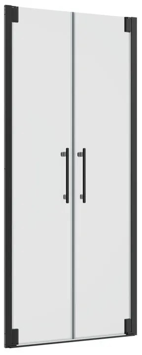 Porta doccia doppia anta battente Remix2 L 90 x H 195cm, Sp. 5 mm in vetro profilo nero