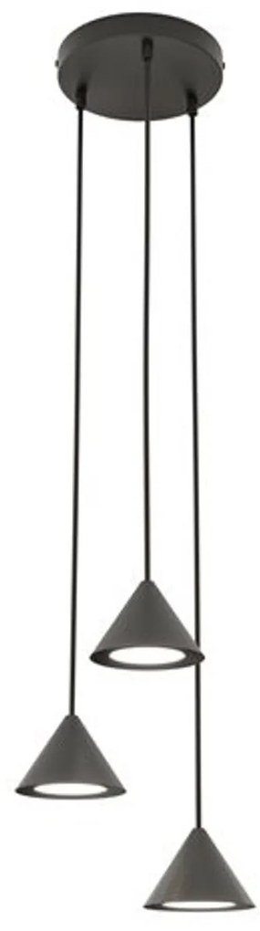 Lampadario a Sospensione in Acciaio ELIT 3 PREMIUM Nero 3xGX53