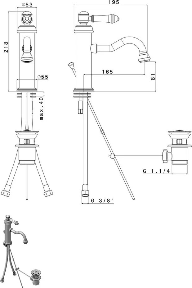 Rubinetto per lavandino in argento lucido verticale Vienna – Sapho