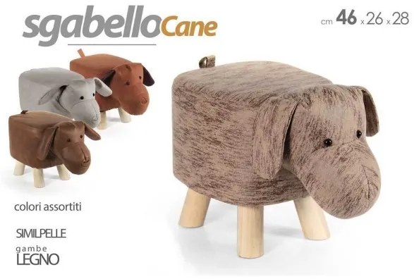 Trade Shop - Pouf Cane Bambini Sgabello Poggiapiedi Imbottito Piedi Legno 46x26x28 Cm 808692